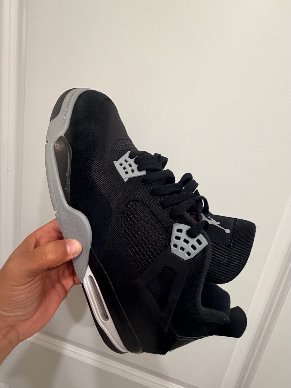 Jordan 4 Black and White Men’s Athletic Sneakers - Brand: